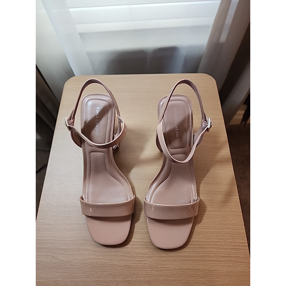 Vince Camuto Women Leather Square Toe Block Heels SZ 10 M - Dark Blush Beige - Picture 9 of 16